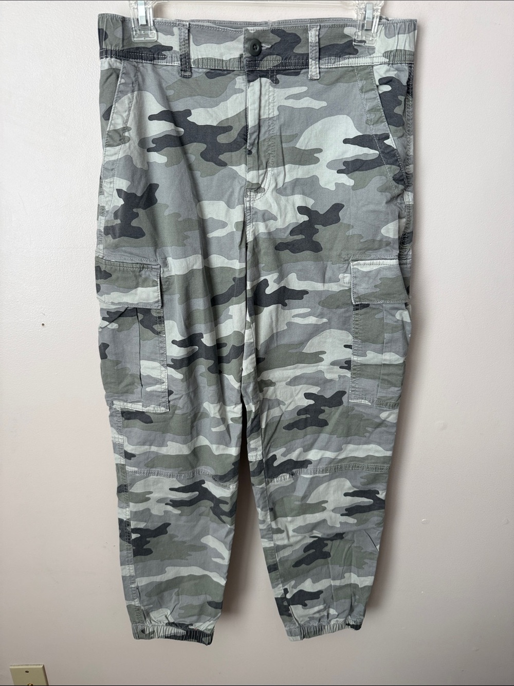 American Eagle Camo Cargo Pants Elastic Waist Barrel Leg Joggers Size 6